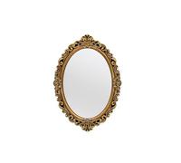 OIGUMR Miroir mural ovale en résine - Taille : 30,5 x 21,1 cm - Miroir vintage à suspendre pour chambre à coucher, salon, commode - Doré