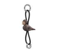 Oiseau chêne argenté métal pendentif avec cuir noir Kay Bojesen - 5709513398080