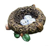 Oiseau décoratif en résine avec nid et œufs miniatures réalistes pour jardin, fontaine, rocher, terrarium, bois flotté, décoration intérieure marron, trois tailles pour (3)