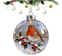 Oiseau en Verre - Boule Décorative 3D pour Sapin De Noël | Ornement Transparent avec Čardinal D’Hiver | Déco Fêtes, Souvenir & Suspension Cheminée | Objet Texturé pour Maison