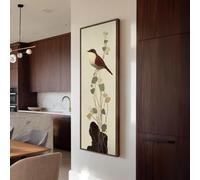Oiseaux Décoration Murale Verticale avec Motifs Naturels - Oiseaux Abstraite Impression sur Toile Animaux Hauts et Étroits - Arbre-Art sur Panneau (55x110cm/Cadre Intérieur)