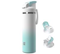 OISIZ Bouteille d'eau isotherme de 710 ml avec bec verseur 2 en 1 et couvercle à paille, verrouillage de sécurité en un clic, 100 % étanche, garde au froid 24 h, bouteille d'eau sous vide en acier