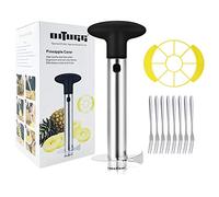 OITUGG Coupe Ananas - Epluche Ananas - Decoupe Ananas - Eplucheur Ananas - Coupe Ananas Inox - avec 8 pièce Fourchettes à Fruits et 1 pièce Coupe Ananas en quartier (Noir)