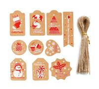 OIXYEY Lot de 50 Étiquettes Cadeaux en Kraft de Noël, Étiquettes Suspendues Éco-responsables avec Cordes Naturelles pour Emballage Cadeau, Décoration de Noël, Création Artisanale Familiale