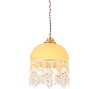 OJRG TONFON Lustre à Pampilles en Verre Vintage français tête de Lampe en Laiton Suspension de Chevet Balcon Salon Chambre plafonnier for Cuisine îlot Salle à Manger Couloir Salle d'étude (E27)