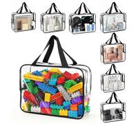 OJTOJT Sac de rangement en PVC transparent pour jouets et déplacements | Rangement robuste et portable pour Lego, jouets, voyages et tous les jours ; version en PVC transparent pour une bonne