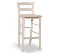 OKAFFAREFATTO MADDALONI Tabouret de Bar en Bois Brut à Peindre avec Assise en Bois Massif h 67 cm du Sol au siège Neuf déjà monté