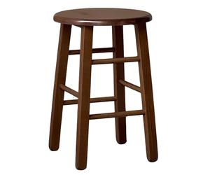 OKAFFAREFATTO MADDALONI Tabouret Rond Chaise en Bois Noyer foncé h cm 47 Jambes Droites Pub Bar Restaurant - Nouveau déjà monté