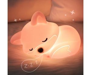 Okayera Lampe renard en silicone pour enfants, lampe rechargeable à intensité variable, cadeau créatif pour allaitement, bébé, fille, femme, tout-petit