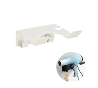 Okaywork Support Seche Cheveux,Colle + vis double installation Support de Sèche-Cheveux en Acier Inoxydable sans Perçage Support Mural Universel pour Sèche Cheveux avec Support de Câble (Blanc)