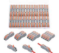 Okeno Select 30 Pièces Connecteurs de Câbles, Bornes à Levier Réutilisables, Blocs de Jonction Rapides SPL, Connecteurs Électriques pour Câblage Auto et Maison (2-6 Pôles)