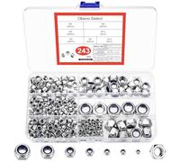 Okeno Select243 Pièces Set d'Écrous Autobloquants, Écrous Hexagonaux Inox, Assortiment d'Écrous de Sécurité Nylon, Écrous de Blocage