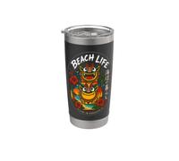 Okinawa Beach Kawaii Shisa Guardian Lions japonais Kanji Gobelet isotherme en acier inoxydable double paroi
