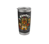 Okinawa Bière japonaise Kawaii Shisa Guardian Lions Kanji Gobelet isotherme en acier inoxydable double paroi