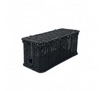 Okiyakusama Boîte de Gestion de Câbles Coffret, Boîte De Rangement De Câbles Rectangulaire en Rotin Synthétique Noir avec Trou en U, 31x13x13 Cm