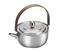Okiyakusama Bouilloire Extérieure Bouilloire de Camping Cafetière Portable Théière de Cuisson en Acier Inoxydable à Poignée Fixe et Capacité Pratique Adaptée pour, Argent