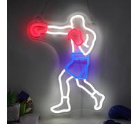 OkiyiD Enseigne de boxe pour hommes cadeaux, art mural de gym de boxe thème arts martiaux, décoration de chambre, idéal pour les fans de boxeo, terrier masculin et club atmosphère, lumière alimentée