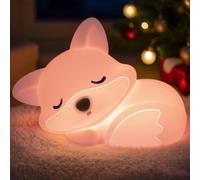 OkiyiD Lampe renard rose, veilleuse mignonne en forme d'animal, en silicone, à intensité variable, pour chambre d'enfant, lampe tactile côté lit, cadeau de renard pour chambre d'enfant et décoration