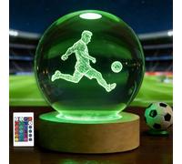 OkiyiD Veilleuse en forme de ballon de football en forme de boule de cristal de 80 mm avec 16 couleurs, cadeau d'anniversaire pour hommes, garçons, décoration de chambre, accessoires de club