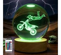 OkiyiD Veilleuse en forme de boule de cristal pour homme, 80 mm avec 16 couleurs, décoration de chambre de motocross, pour garçons, enfants, pour anniversaire, Noël