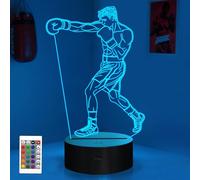 OkiyiD Veilleuse illusion de boxe 3D avec télécommande de 16 couleurs pour boxer, salle de sport, salle de sport, décoration de salle de sport, cadeau Boxeo MMA pour enfants, garçons et fans de combat
