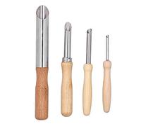OKJHFD Emporte-pièces semi-ronds, 4 pièces emporte-pièces en argile, outil de sculpture de trous de poterie en acier inoxydable avec manche en bois pour la sculpture de céramique