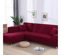 OKJK Housse De Canapé d'angle, Housse De Meuble De Salon Moderne, Couverture Canape Chaise Longue Forme De L élastique Extensible Universel (Burgundy,Part A-A 145-190cm)