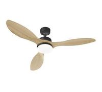 OKLAHOMA Noir & Bois - Ventilateur de plafond Ø137cm 100W + éclairage LED
