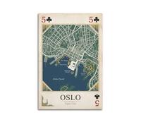 OKNGB Poster carte de ville vintage Oslo Norvège Fjord style carte à jouer style carte de jeu 40 x 60 cm