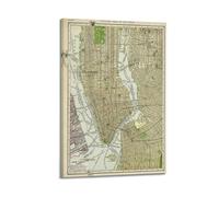 OKNGB Poster vintage Carte de l'Amérique de New York Décoration sur toile 50 x 75 cm