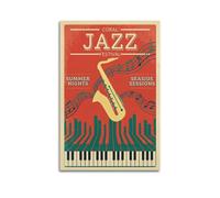 OKNGB Poster vintage saxophone jazz musique côtière décorative sur toile 50 x 75 cm