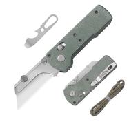 OKNIFE Otacle U1 Couteau pliant, cutter Rail-Lock EDC avec clip de poche | Cutter EDC à lames interchangeables avec clip, parfait pour le bureau, l’atelier et l’usage quotidien.(Micarta verte)