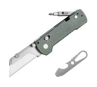 OKNIFE U1 Pro Cutter Pliable Multitool, Verrouillage Rail | Cutter pliable multifonction, lame interchangeable, verrouillage à rail, clip de poche et tournevis inclus.(Micarta verte)
