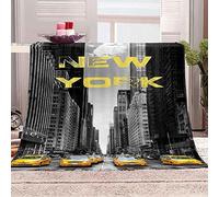 okoikfc Couverture Polaire 200 x 220 cm New York, Plaid Polaire Taxi Couverture 3D Imprimée Flanelle Blanket Literie 2 Personnes, Couvertures Doux et Chaude pour Canape Lit