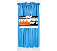 Oksdown 300 mm x 7,6 mm Collier de Serrage Plastique Bleu Serre Câbles Longs Rilsan Ultra Solides Résistant aux UV Attache Câble Lot de 100 Pièces