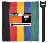 Oksdown Lot de 100 Multicolore Attaches de Câble Sangle Réutilisable Scratch Serre Câble Bande avec Crochet et Boucle pour la Gestion des Câbles Organisation