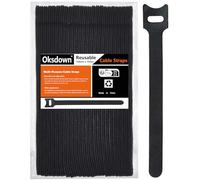 Oksdown Lot de 50 Noir Attaches de Câble Sangle Réutilisable Scratch Serre Câble Bande avec Crochet et Boucle pour la Gestion des Câbles Organisation