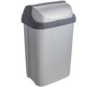 keeeper Poubelle plastique à couvercle coulissant 25 litres Gris clair