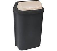 keeeper Poubelle plastique Roll-top 50 L à couvercle coulissant Gris foncé