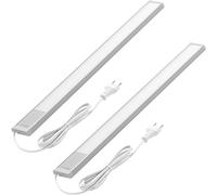 Oktaplex 2er Set Riva LED Luminaire d'agencement plat 730lm blanc chaud 57,5cm Lumière sous armoire argentée avec interrupteur Lumière de cuisine 10,4W 230V