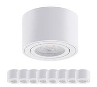 Oktaplex 9 pièces Spot apparent Lile Blanc - avec module LED à 3 niveaux de variation d'intensité 4,8 W 230 V 2700 K Blanc chaud 80 x 50 mm Spot apparent en aluminium orientable