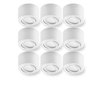 Oktaplex 9 pièces spots apparents Lile blanc - avec module LED dimmable 4,9 W 230 V 2700 K blanc chaud 80 x 50 mm Spot apparent en aluminium orientable