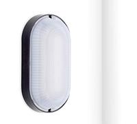 Oktaplex BASE hublot LED IP65 avec repiquage 9 W, noir | 800 lm, blanc neutre 4000 K, montage plafond ou mural, raccordement traversant