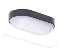 Oktaplex BASE hublot LED ovale IP65 9 W 230 V, noir | 800 lm, blanc neutre 4000 K, pour cave et garage, montage plafond ou mural