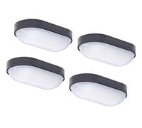 Oktaplex BASE plafonnier LED hublot ovale IP65 9W 230V lot de 4 cave, Noir | 800lm, lumière neutre 4000K, adapté aux pièces humides, pose au plafond ou au mur, boîtier robuste, garage, atelier, abri