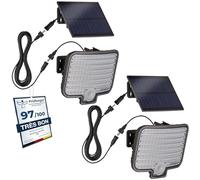 Oktaplex Ede lot de 2 projecteurs solaires avec détecteur de mouvement | LED, anthracite, blanc chaud 3000K, applique solaire extérieure IP44