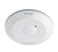 Oktaplex Ida détecteur de Mouvement Plafond 360° | 1 pièce Capteur haute fréquence plat 2 à 16m 230V détecteur de présence blanc avec capteur crépusculaire