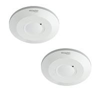 Oktaplex Ida Lot de 2 détecteurs de Mouvement Plafond Plats | Capteurs haute fréquence 360° 2 à 16m 230V détecteurs de présence blancs avec capteur crépusculaire