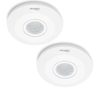 Oktaplex Ina Lot de 2 détecteurs de Mouvement Plafond 360° | Portée 8m capteurs PIR en saillie 230V avec capteur crépusculaire compatibles LED blancs