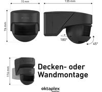 Oktaplex Lea Détecteur de mouvement pour l'extérieur anthracite Capteur de mouvement infrarouge IP54
